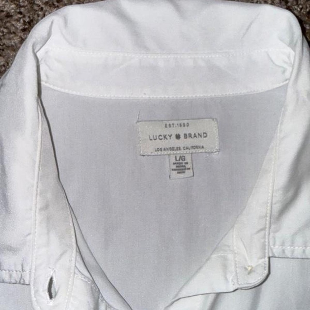 White Lucky Brand button up lyocell shirt size L - Picture 2 of 7